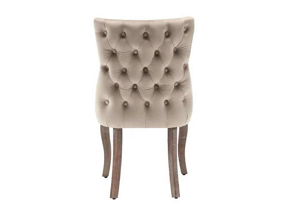 Set van 4 eetkamerstoelen - fluweel en massief hout - hoge rugleuning met ruitpatroon - beige Merax