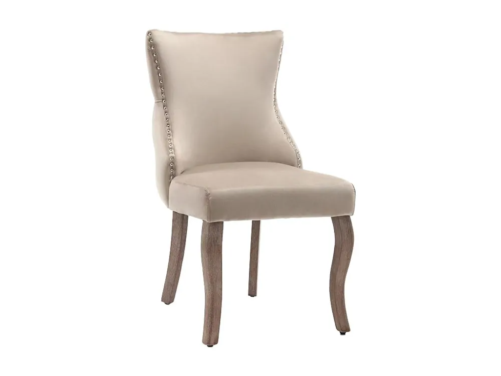 Set van 4 eetkamerstoelen - fluweel en massief hout - hoge rugleuning met ruitpatroon - beige Merax