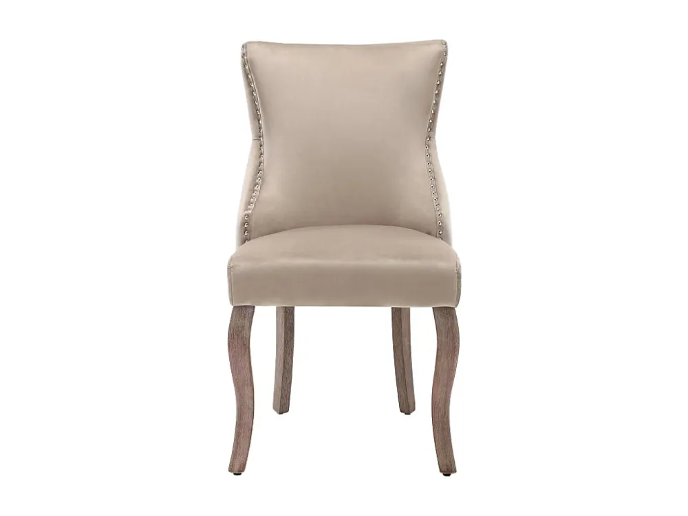 Set van 6 eetkamerstoelen - fluweel en massief hout - ruitpatroon met hoge rugleuning - beige Merax