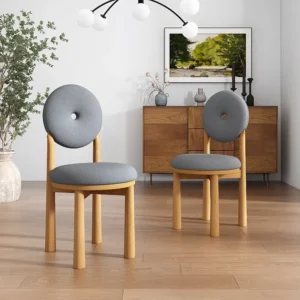 Set van 2 eetkamerstoelen van sherpastof - rubberhouten poten - moderne stijl - grijs Merax