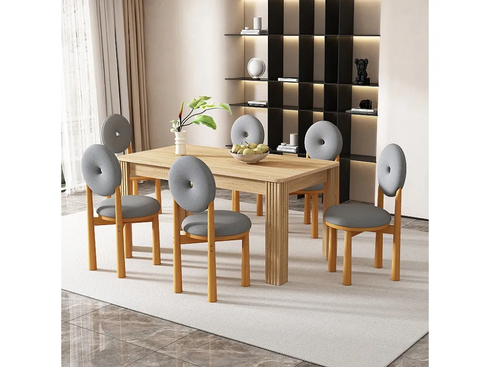 Set van 2 eetkamerstoelen van sherpastof - rubberhouten poten - moderne stijl - grijs Merax