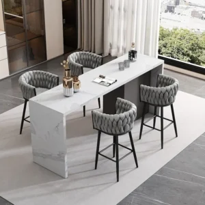 Set van 4 fluwelen eetkamerstoelen voor de woonkamer met 4 metalen poten - bruin Merax