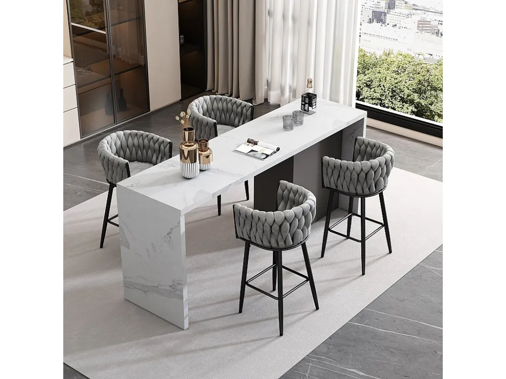 Set van 4 fluwelen eetkamerstoelen voor de woonkamer met 4 metalen poten - bruin Merax