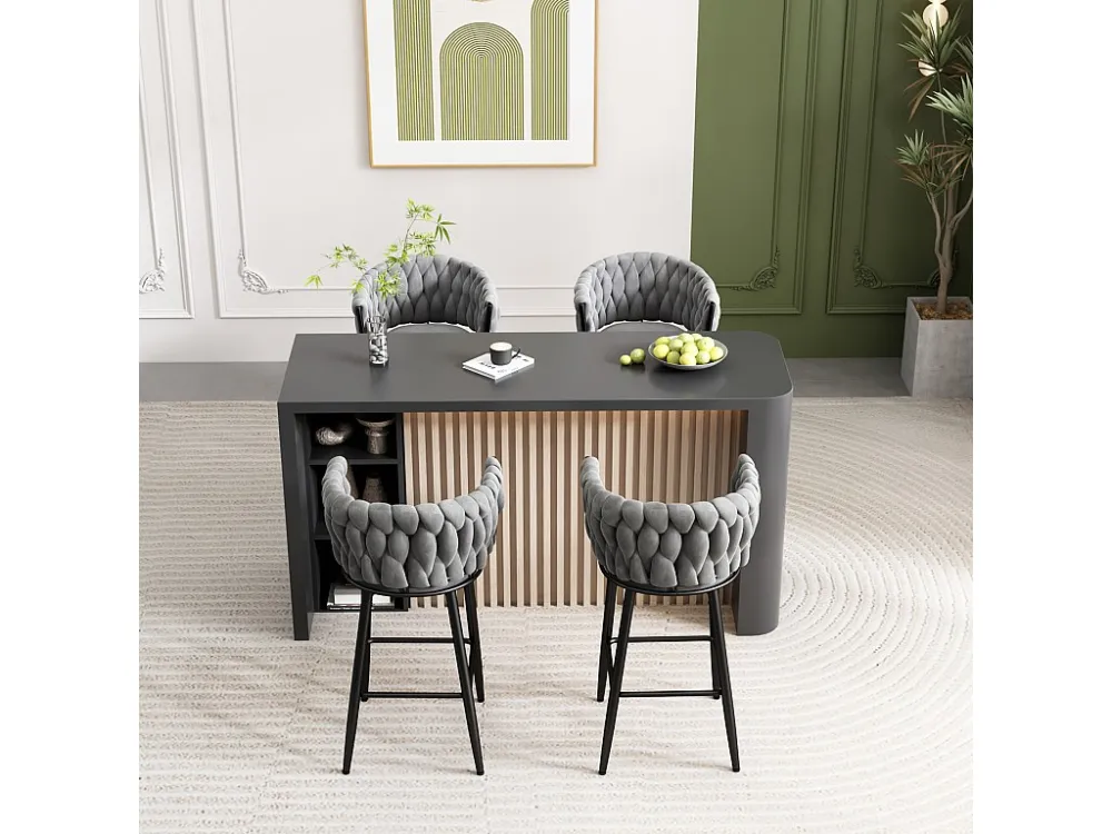 Set van 4 fluwelen eetkamerstoelen voor de woonkamer met 4 metalen poten - bruin Merax
