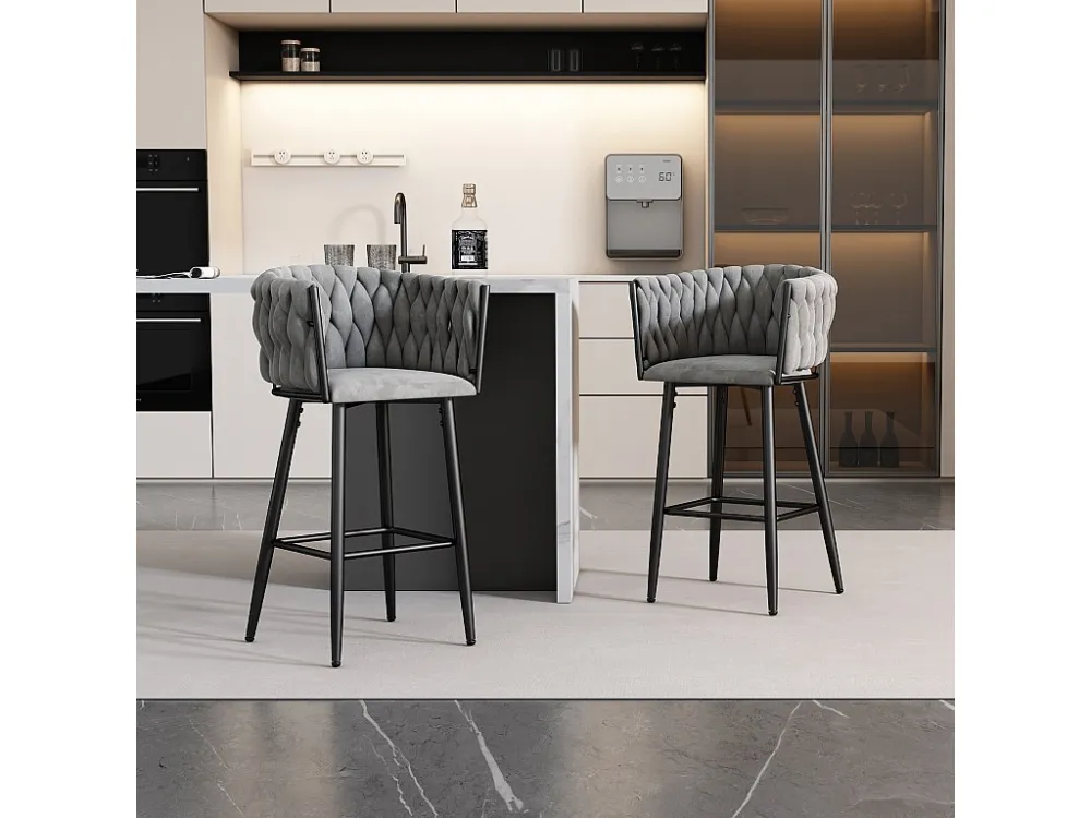 Set van 4 fluwelen eetkamerstoelen voor de woonkamer met 4 metalen poten - bruin Merax