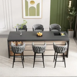 Set van 6 fluwelen eetkamerstoelen voor de woonkamer met 4 metalen poten - bruin Merax