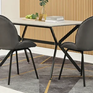 Set van 2 stoelen bekleed met fluweel - Ronde rugleuning - Metalen poten - Grijs Merax