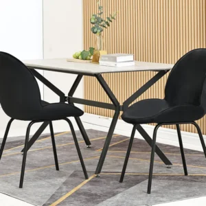 Set van 2 stoelen bekleed met fluweel - Ronde rugleuning - Metalen poten - Zwart Merax
