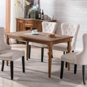 Set van 4 stoelen - stof en massief houten poten - beige Merax