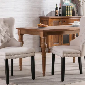 Set van 2 stoelen - stof en massief houten poten - beige Merax