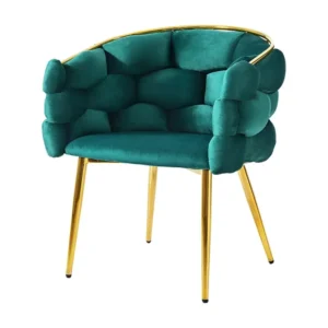 Stoel, Make-upstoel, bubbelstoelen - fluweel - gouden metalen poten - groene kleur Merax