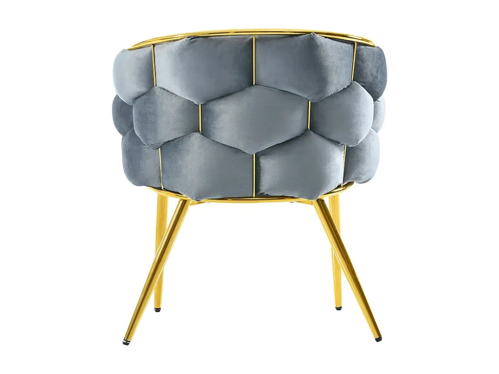 Stoel, Make-upstoel, bubbelstoelen - fluweel - gouden metalen poten - grijze kleur Merax