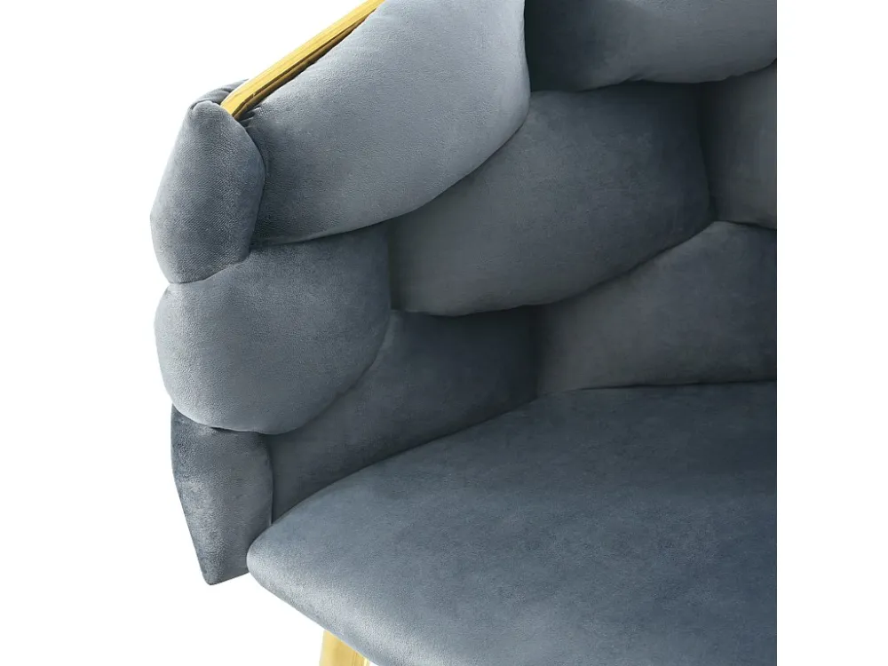 Stoel, Make-upstoel, bubbelstoelen - fluweel - gouden metalen poten - grijze kleur Merax