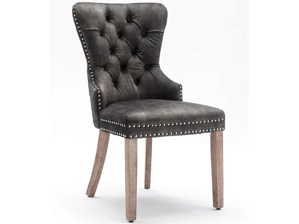 Set van 2 fluwelen stoelen - massief houten poten - grijs ModernLuxe