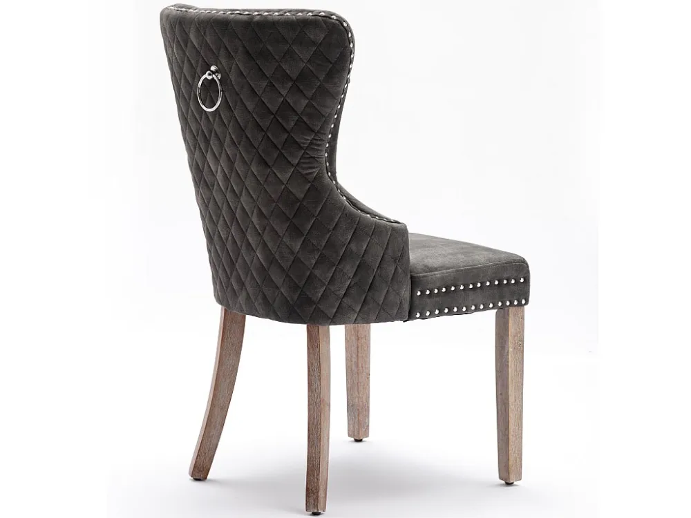 Set van 2 fluwelen stoelen - massief houten poten - grijs ModernLuxe