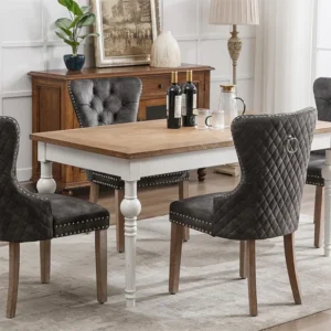 Set van 4 fluwelen stoelen - massief houten poten - grijs ModernLuxe