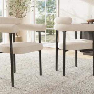 Set van 2 fluwelen stoelen - met armleuningen - Beige ModernLuxe