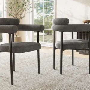 Set van 2 fluwelen stoelen - met armleuningen - Grijs ModernLuxe