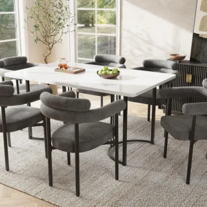 Set van 6 fluwelen stoelen - met armleuningen - Grijs ModernLuxe