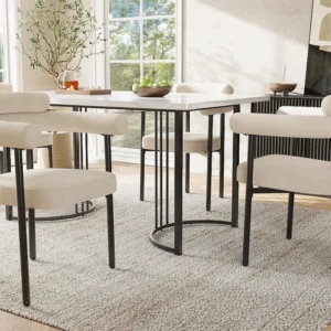 Set van 4 fluwelen stoelen - met armleuningen - Beige ModernLuxe