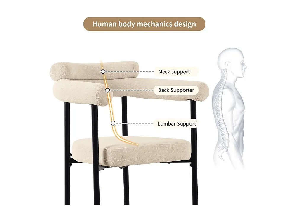 Set van 4 fluwelen stoelen - met armleuningen - Beige ModernLuxe