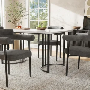 Set van 4 fluwelen stoelen - met armleuningen - Grijs ModernLuxe