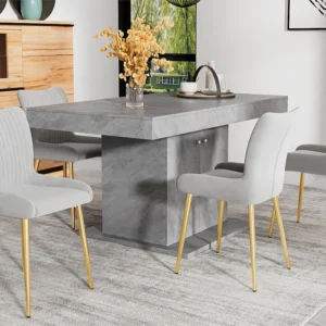 Set van 4 fluwelen stoelen - met goudmetalen poten - Grijs ModernLuxe