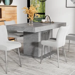 Set van 4 fluwelen stoelen - met zilveren metalen poten - Grijs ModernLuxe