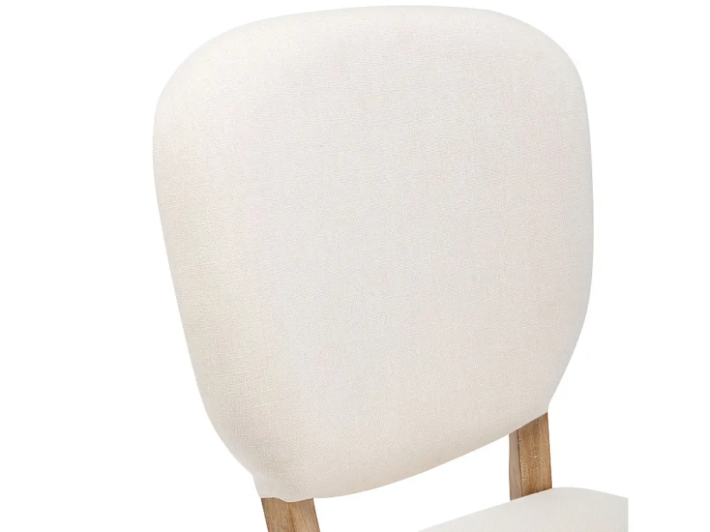 Set van 2 linnen gestoffeerde stoelen met verstelbare poten - massief houten frame - crème ModernLuxe