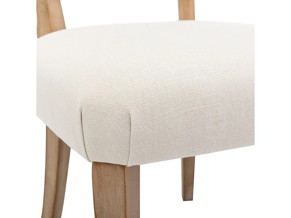 Set van 2 linnen gestoffeerde stoelen met verstelbare poten - massief houten frame - crème ModernLuxe