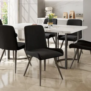 Set van 6 stoelen technische stof - met metalen poten - Zwart ModernLuxe