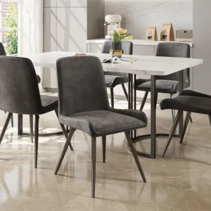 Set van 6 stoelen technische stof - met metalen poten - Grijs ModernLuxe