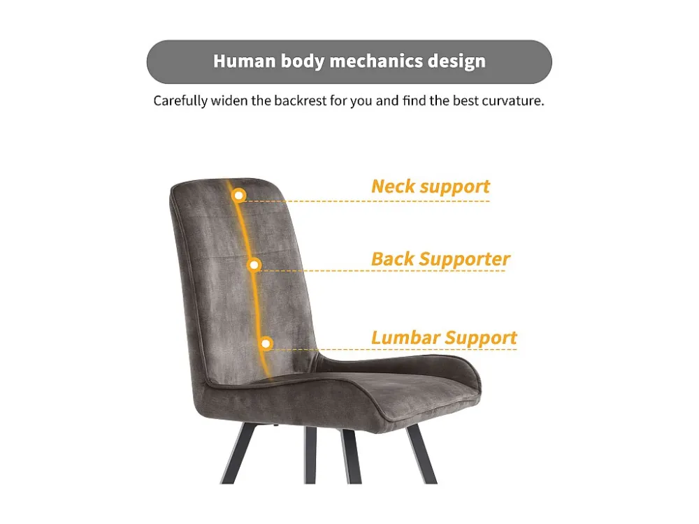 Set van 6 stoelen technische stof - met metalen poten - Grijs ModernLuxe