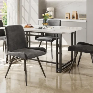 Set van 4 stoelen technische stof - met metalen poten - Grijs ModernLuxe