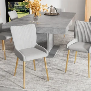 Set van 6 Velvet stoelen - met goud metalen poten - Grijs ModernLuxe