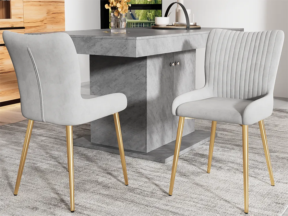 Set van 2 Velvet stoelen - met goud metalen poten - Grijs ModernLuxe