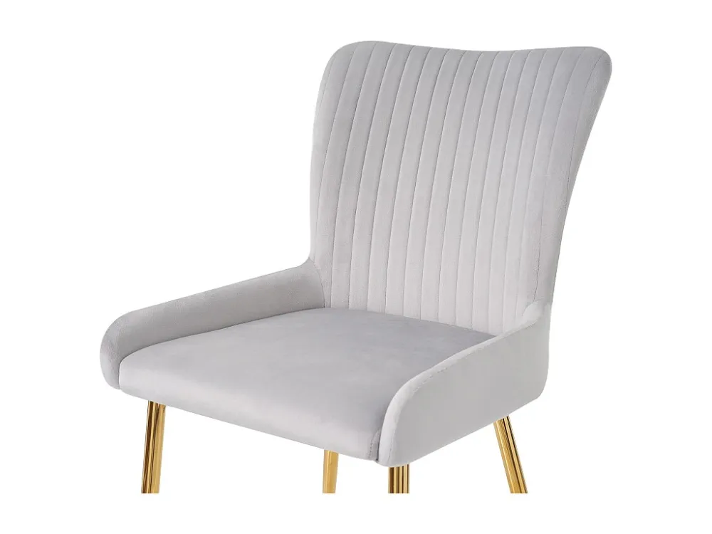Set van 2 Velvet stoelen - met goud metalen poten - Grijs ModernLuxe