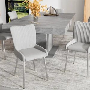 Set van 6 Velvet stoelen - met zilveren metalen poten - Grijs ModernLuxe