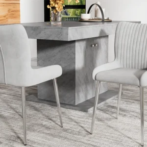 Set van 2 Velvet stoelen - met zilveren metalen poten - Grijs ModernLuxe