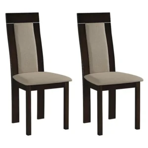 Set 2 stoelen ALCINO - Massief beuken en stof - Notenkleur en beige