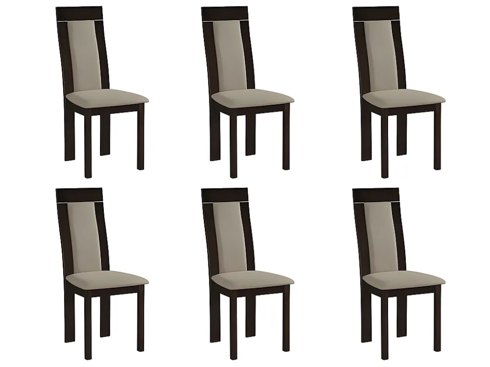 Set 6 stoelen BELINDA - Massief beukenhout en stof