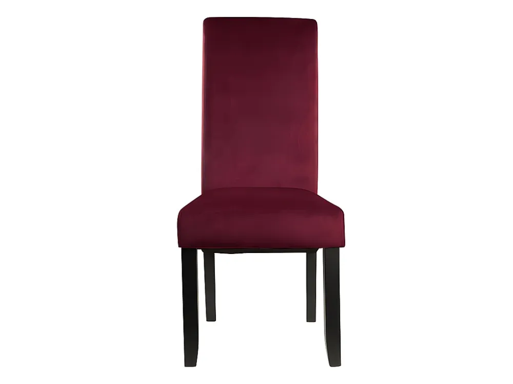Set 6 stoelen DELINA - Fluweel en houten poten - Bordeaux