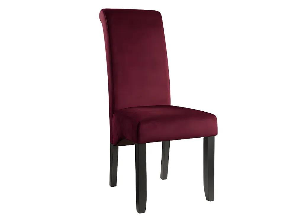 Set 6 stoelen DELINA - Fluweel en houten poten - Bordeaux