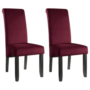 Set 2 stoelen DELINA - Gewatteerd fluweel en poten hout - Bordeaux