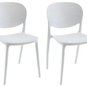 Set van 2 polypropyleen stapelstoelen - Wit - CARETANE - Koop nu eenvoudig en goedkoop
