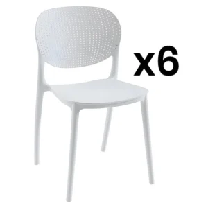 Set van 6 polypropyleen stapelstoelen - Wit - CARETANE - Koop nu eenvoudig en goedkoop