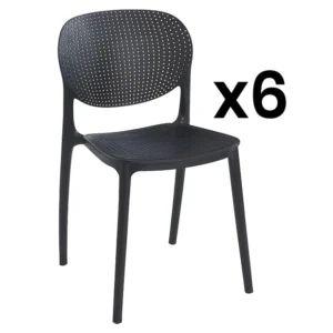 Set van 6 polypropyleen stapelstoelen - Zwart - CARETANE - Koop nu eenvoudig en goedkoop