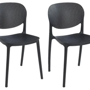 Set van 2 polypropyleen stapelstoelen - Zwart - CARETANE - Koop nu eenvoudig en goedkoop