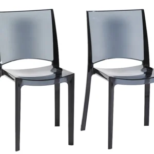 Set van 2 stapelbare stoelen HELLY - Massief polycarbonaat - Leigrijs