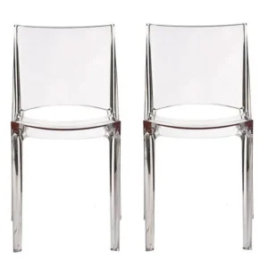 Set van 2 stapelbare stoelen HELLY - Massief polycarbonaat - kristal
